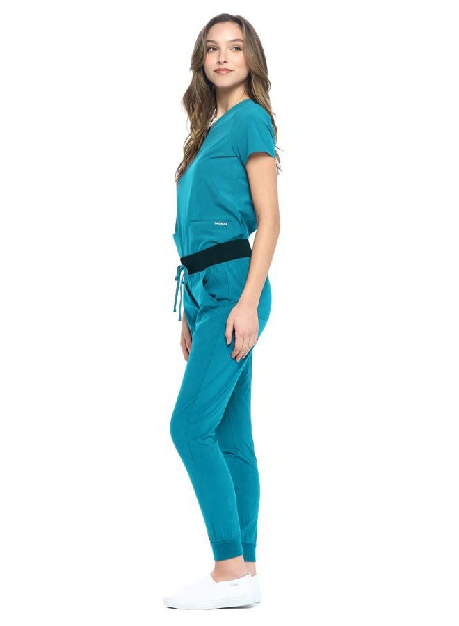 Dagacci Medical Uniform Women and Men Unisex 4-Way Stretch Jogger Scrub Set, Teal Green, S - Image 4
