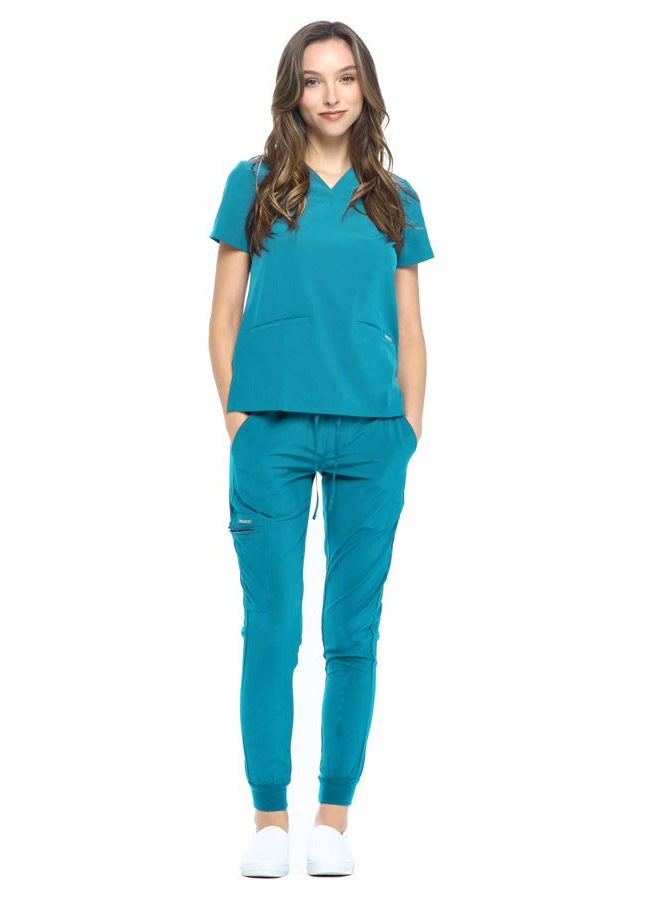 Dagacci Medical Uniform Women and Men Unisex 4-Way Stretch Jogger Scrub Set, Teal Green, S - Image 1