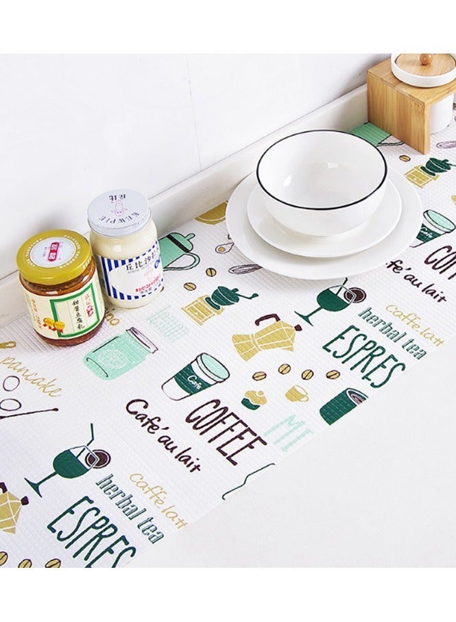 أوليس فيرس  سجادة خزانة مطبوع غير لاصق (2 قطع)، سجادات مطبخ قابلة للغسل ومضادة للانزلاق لوضع الأواني وتغليف أرفف الخزائن، مقاس 45سم × 300سم × 1 + 30سم × 300سم × 1 - Image 5