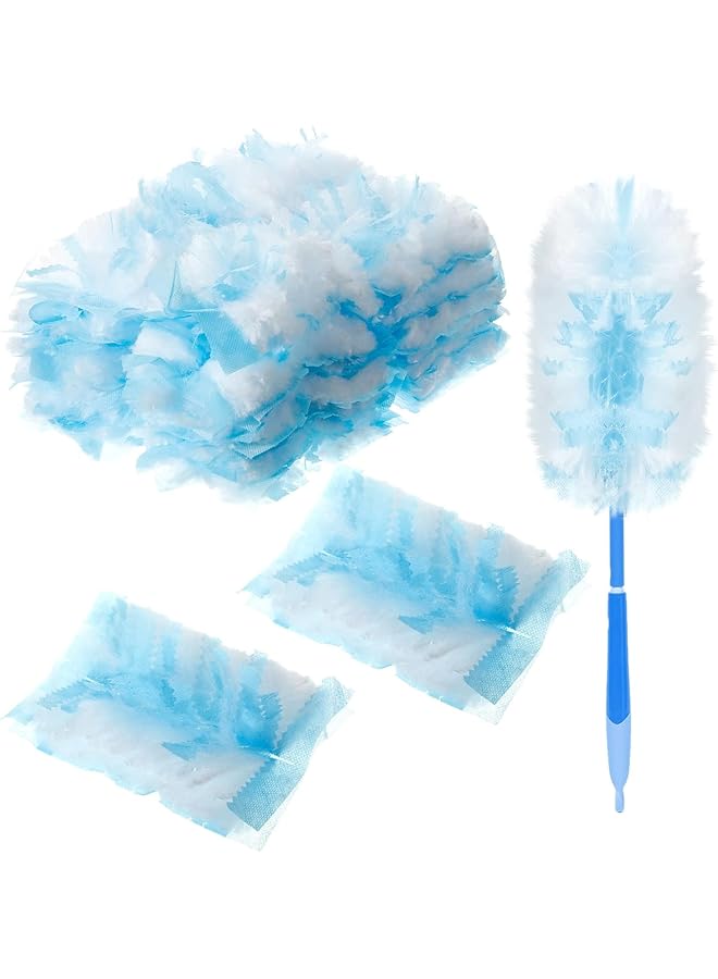 promass 50 Count Duster Refills, Compatible with Swiffer Duster Handle, Disposable Replacement Duster Refills with 1 Handle for Dusting Electronics, Furniture, Blinds, Ceiling Fans, Blue - Image 1
