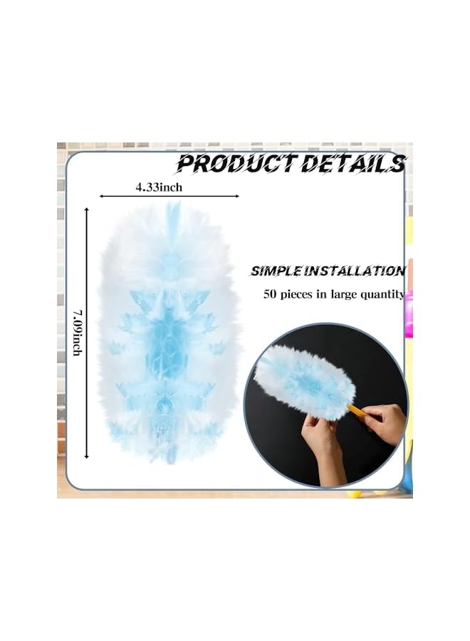 promass 50 Count Duster Refills, Compatible with Swiffer Duster Handle, Disposable Replacement Duster Refills with 1 Handle for Dusting Electronics, Furniture, Blinds, Ceiling Fans, Blue - Image 2
