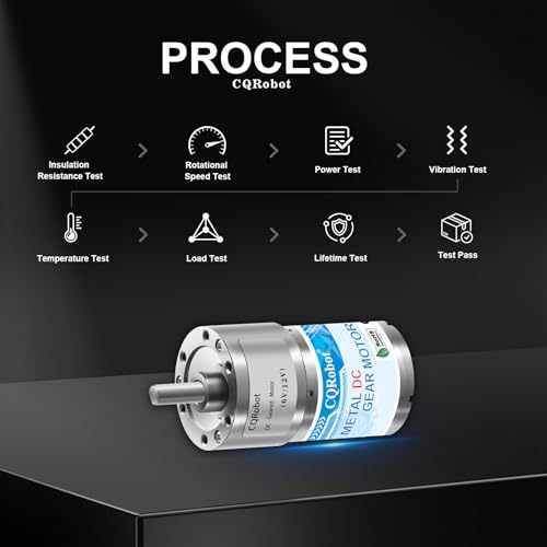 CQRobot 70:1 Metal DC Geared-Down Motor 37Dx54.8L mm 6V or 12V with Mounting Bracket Kit. 6V-5W-75RPM-15 kg.cm(208 oz.in), 12V-10W-150RPM-27 kg.cm(375 oz.in), D-Shaped Output Shaft Long 16mm. - Image 4