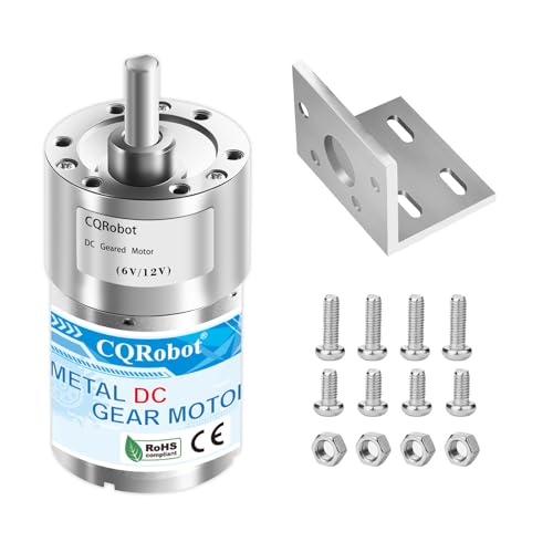 CQRobot 70:1 Metal DC Geared-Down Motor 37Dx54.8L mm 6V or 12V with Mounting Bracket Kit. 6V-5W-75RPM-15 kg.cm(208 oz.in), 12V-10W-150RPM-27 kg.cm(375 oz.in), D-Shaped Output Shaft Long 16mm. - Image 1