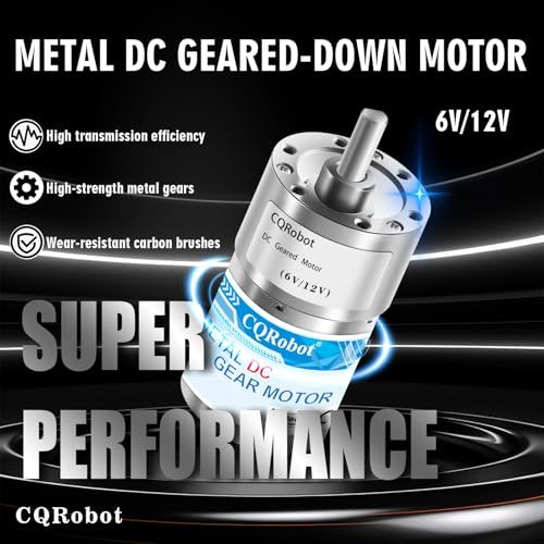 CQRobot 70:1 Metal DC Geared-Down Motor 37Dx54.8L mm 6V or 12V with Mounting Bracket Kit. 6V-5W-75RPM-15 kg.cm(208 oz.in), 12V-10W-150RPM-27 kg.cm(375 oz.in), D-Shaped Output Shaft Long 16mm. - Image 2
