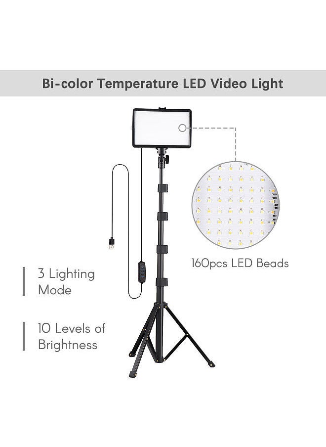 Generic - طقم إضاءة فيديو LED بمنفذ USB مكون من قطعتين، مصابيح تعبئة حرارية ثنائية اللون، سطوع 10 مستويات مع حاملات إضاءة، ومرشحات ألوان لإضاءة مؤتمرات الفيديو والبث المباشر وتسجيل الفيديو والتصوير الفوتوغرافي للمنتجات - Image 1