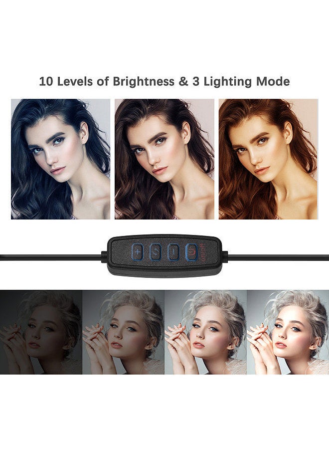 Generic - طقم إضاءة فيديو LED بمنفذ USB مكون من قطعتين، مصابيح تعبئة حرارية ثنائية اللون، سطوع 10 مستويات مع حاملات إضاءة، ومرشحات ألوان لإضاءة مؤتمرات الفيديو والبث المباشر وتسجيل الفيديو والتصوير الفوتوغرافي للمنتجات - Image 1