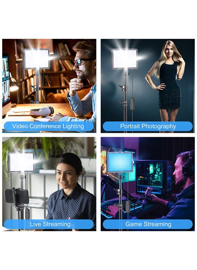 Generic - طقم إضاءة فيديو LED بمنفذ USB مكون من قطعتين، مصابيح تعبئة حرارية ثنائية اللون، سطوع 10 مستويات مع حاملات إضاءة، ومرشحات ألوان لإضاءة مؤتمرات الفيديو والبث المباشر وتسجيل الفيديو والتصوير الفوتوغرافي للمنتجات - Image 1