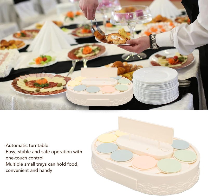 Estink آلة السوشي الدوارة طاولة دوارة أوتوماتيكية حامل عرض سوشي مصغر للحلويات في المنزل مطبخ صينية متأرجحة دوارة للسوشي والحلويات وكعك الزفاف وحفلات عيد الميلاد والعطلات - Image 5