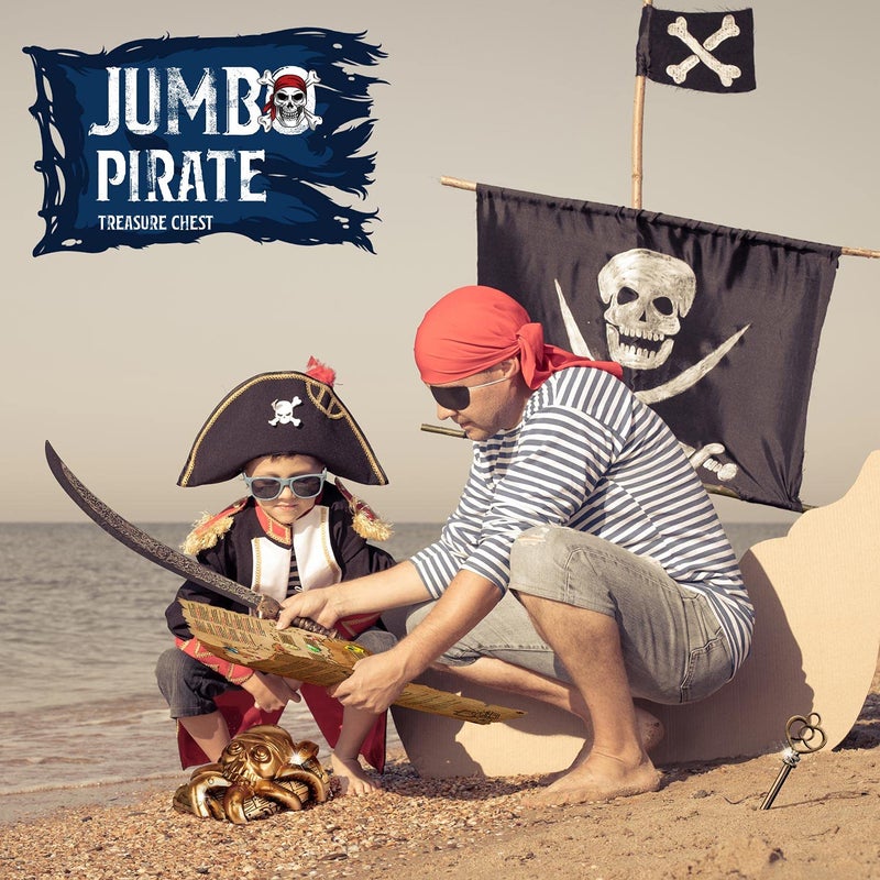 XX Jumbo Pirate Dig Kit - Dig up 12 Pirate Treasures, Gemstones, Gold Coins - Pirate Toys for Kids - Great Birthday Party Supplies, Gifts Idea for Boys & Girls - Includes Treasure Chest - Image 3