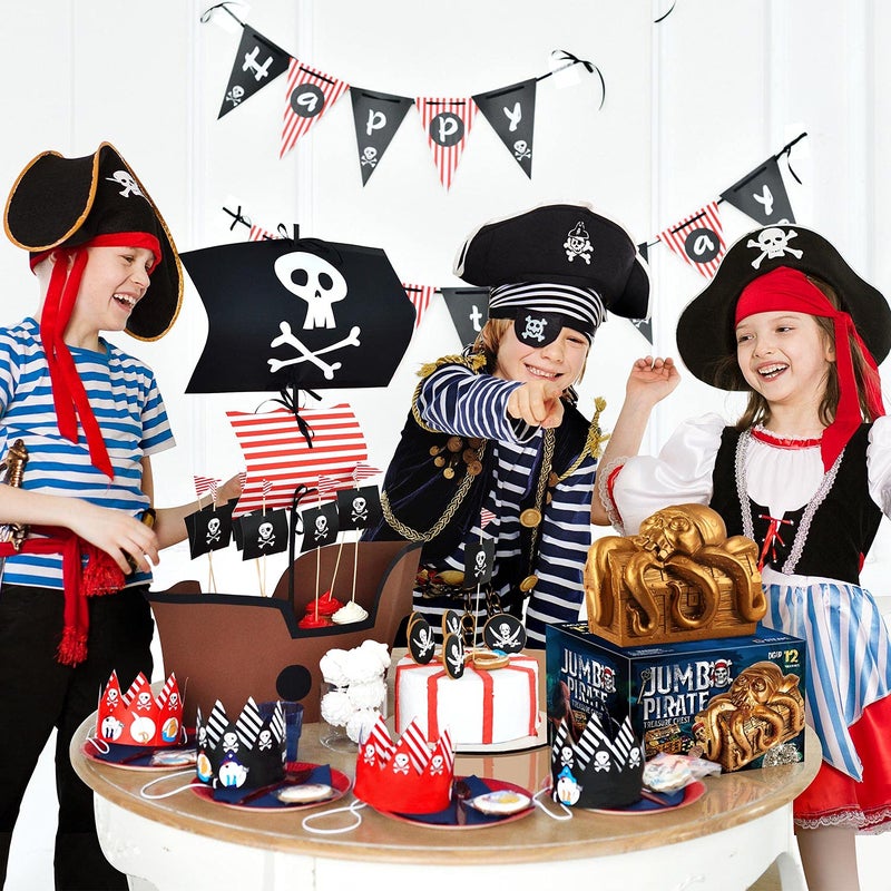 XX Jumbo Pirate Dig Kit - Dig up 12 Pirate Treasures, Gemstones, Gold Coins - Pirate Toys for Kids - Great Birthday Party Supplies, Gifts Idea for Boys & Girls - Includes Treasure Chest - Image 4