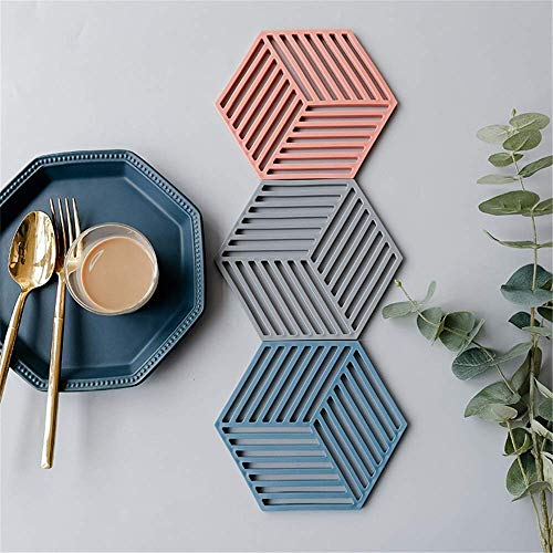 SIYANSHU Silicone Trivet Mats Hot Pads Heat Resistant Bowl Mats Dish Mats Drink Coasters Non-Slip Pot Holders for Home Kitchen Dining Table Decoration (Pack of-2, Mix Line&Triangle) - Image 5