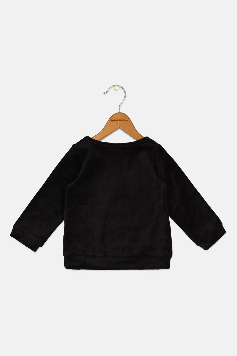 First Impressions Toddlers Girl Round Neck Long Sleeves Graphic Print Sweatshirts, Black  - Image 2