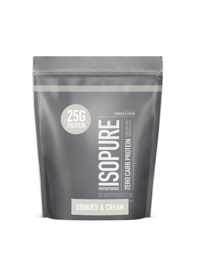 Isopure Protein Powder, Zero Carb Whey Isolate, Gluten Free, Lactose Free, 25g Protein, Keto Friendly, Cookies & Cream, 15 Servings, 1 Pound (Packaging May Vary)  - Image 1