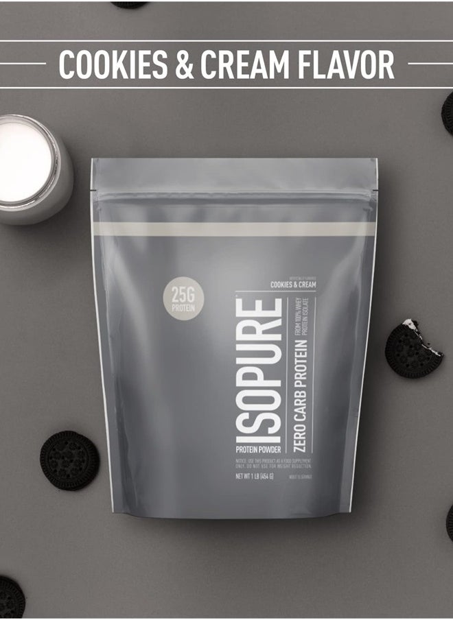 Isopure Protein Powder, Zero Carb Whey Isolate, Gluten Free, Lactose Free, 25g Protein, Keto Friendly, Cookies & Cream, 15 Servings, 1 Pound (Packaging May Vary)  - Image 2