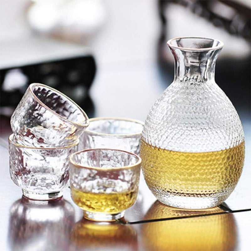 windforgecraft Sake Set Glasses, Japanese Cold Sake Glasses with 1 Sake Serving Bottle,1 Wine Cooler and 4 Sake Cups, for Cold/Hot/Tea, Birthday Housewarming Gift Set - Image 5