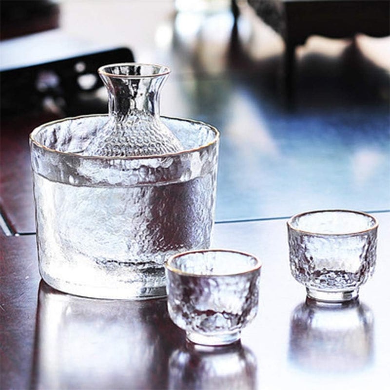 windforgecraft Sake Set Glasses, Japanese Cold Sake Glasses with 1 Sake Serving Bottle,1 Wine Cooler and 4 Sake Cups, for Cold/Hot/Tea, Birthday Housewarming Gift Set - Image 3