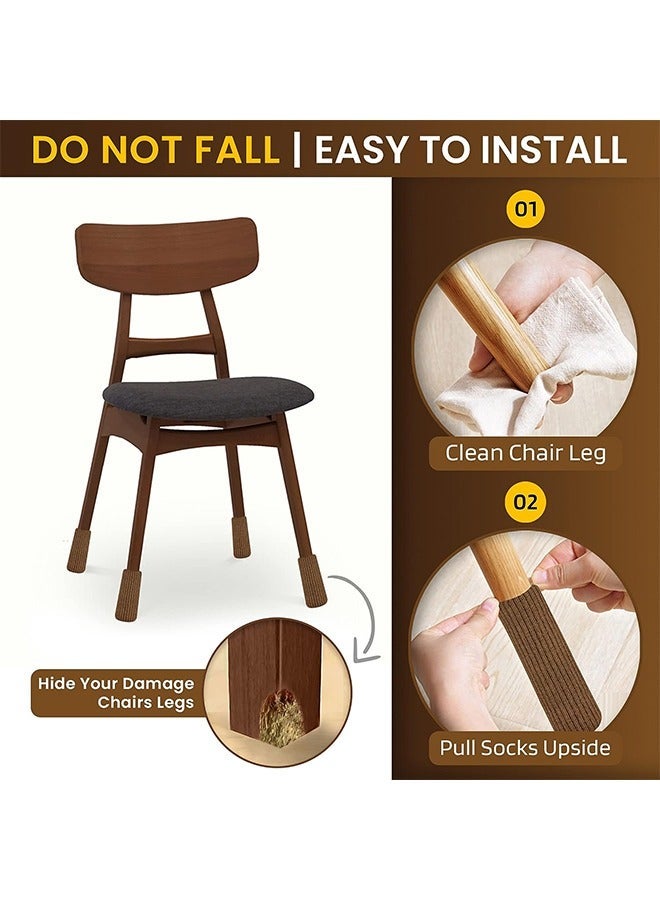 12 Pcs Knitting Wool Chair Leg Socks Chair Leg, Floor Protectors for Avoid Scratches, High Elastic Furniture Pads Set for Moving Easily and Reduce Noise, Near Silent Felt Padded Floor Protector Socks  - Image 5