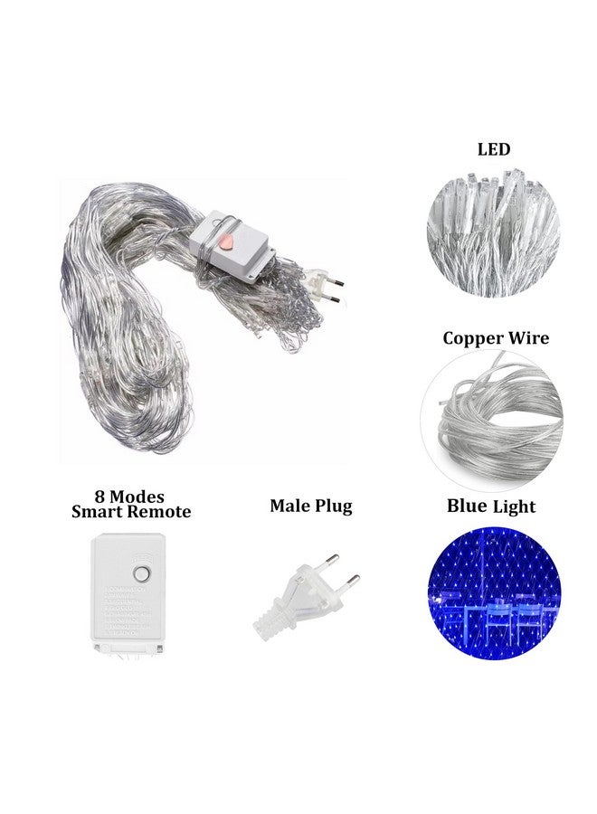 fizzytech Curtain String Lights, Window Curtain Hanging Light Decoration for Diwali, Christmas, Wedding, Party, Lights of Home Decoration (224 LED Mesh Light (Blue)) - Image 2