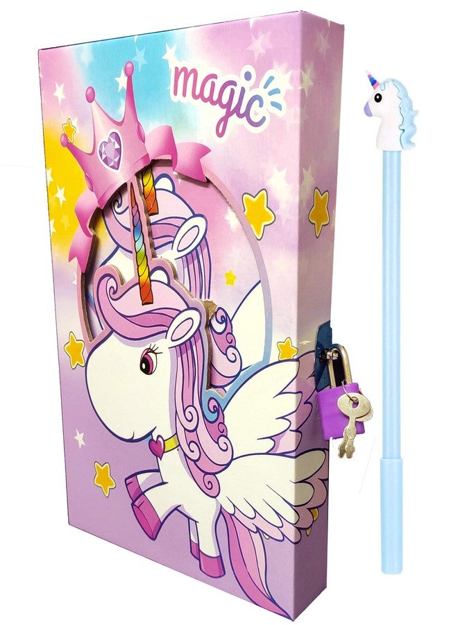 TECHNOCHITRA Unicorn Lock Diary with Gel Pen for Girls, Kids Unicorn Diary Gift Set - Image 1