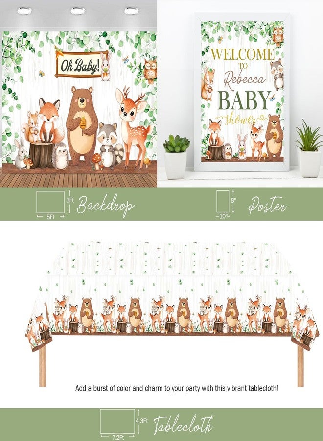 Hombae Woodland Baby Shower Decorations, 126 PCs - Forest Animals Baby Shower Party Supplies with Oh Baby Backdrop, Balloon Garland, Banner, Tablecloth, Cake Topper, Sash - Image 5