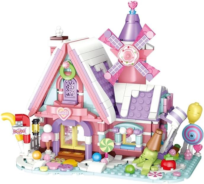 OMIRE Dream House Pink House Building Toy Sets,Girls Blocks Toys Windmill Building Kit Street-View Construction Educational Toy,STEM Education Toys for Kids Girls 6 7 8 9 10 11 12 Years-547pcs - Image 1