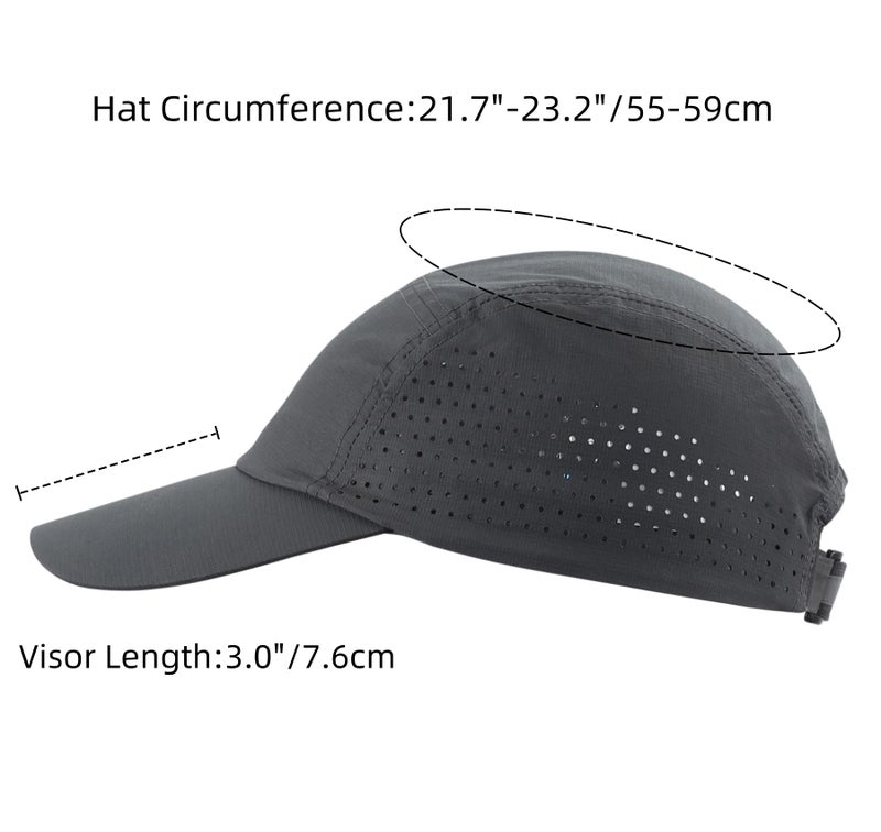 Connectyle Breathable Running Hat for Men Women Outdoor UPF 50+ Baseball Cap Lightweight Quick Dry Golf Hat Dark Grey - Image 2