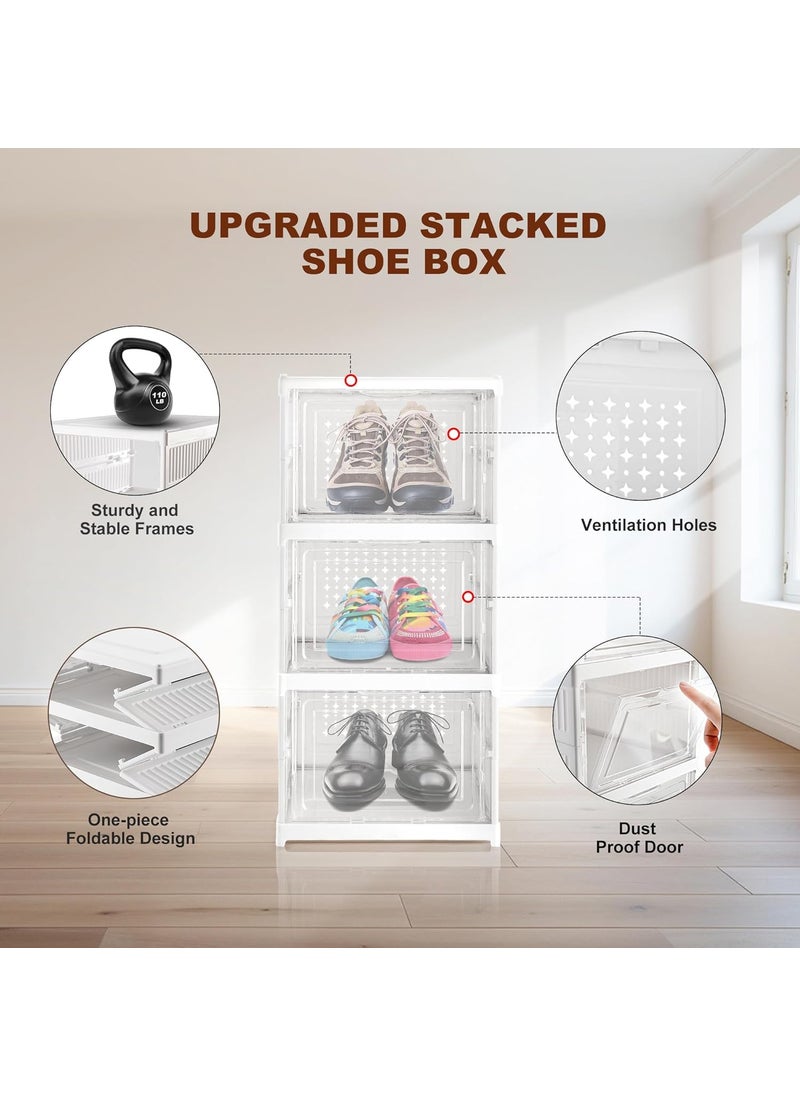 MAPPLE CREATION MAPPLE CREATION Shoe Storage Organizer Set of 3 Transparent HeavyDuty Sneaker Box Stackable Storage Box with Magnetic Closure Easy Installation Foldable Multipurpose Large Box  - Image 3