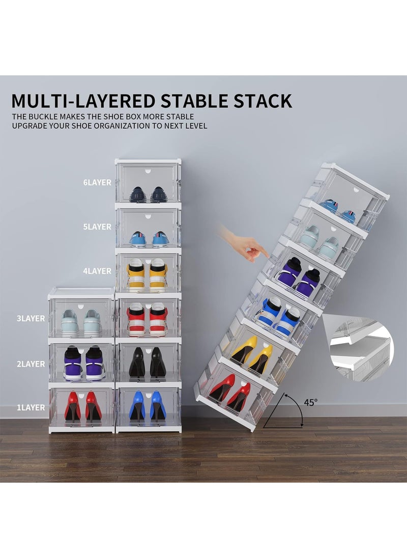 MAPPLE CREATION MAPPLE CREATION Shoe Storage Organizer Set of 3 Transparent HeavyDuty Sneaker Box Stackable Storage Box with Magnetic Closure Easy Installation Foldable Multipurpose Large Box  - Image 5