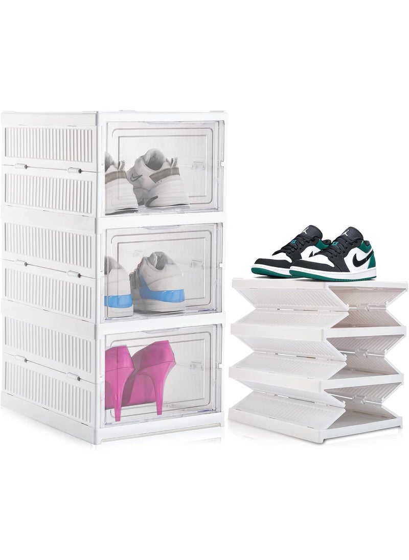 MAPPLE CREATION MAPPLE CREATION Shoe Storage Organizer Set of 3 Transparent HeavyDuty Sneaker Box Stackable Storage Box with Magnetic Closure Easy Installation Foldable Multipurpose Large Box  - Image 2