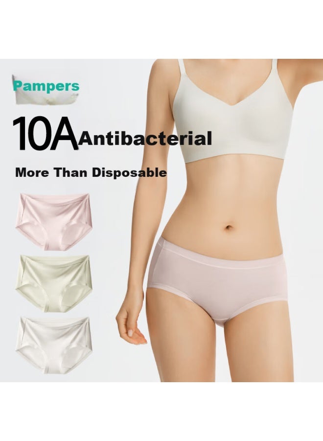 Briars 10a Antibacterial Crotch Women's Triangle Underwear Comfortable Breathable Mid-waist Wide-edge Women's Underwear XL 3-pack - Image 1