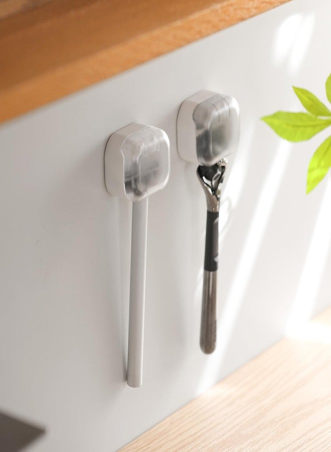 BEZOX Wall Mounted Razor Holder (2-Pack) - Auto-Closing Dust Cover, No-Drill Adhesive Mount Razors Hanger for Shower & Bathroom - Sleek Razor Stand for Men, Safety Razor Organizer with Secure Hooks - Image 1