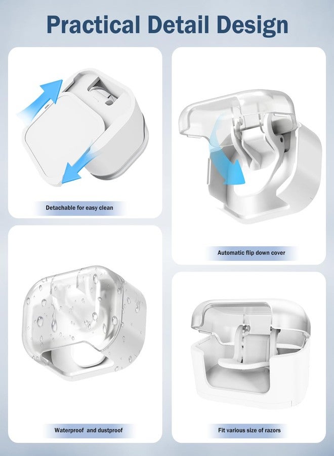 BEZOX Wall Mounted Razor Holder (2-Pack) - Auto-Closing Dust Cover, No-Drill Adhesive Mount Razors Hanger for Shower & Bathroom - Sleek Razor Stand for Men, Safety Razor Organizer with Secure Hooks - Image 5