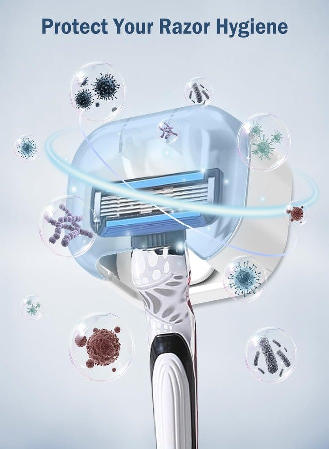 BEZOX Wall Mounted Razor Holder (2-Pack) - Auto-Closing Dust Cover, No-Drill Adhesive Mount Razors Hanger for Shower & Bathroom - Sleek Razor Stand for Men, Safety Razor Organizer with Secure Hooks - Image 4