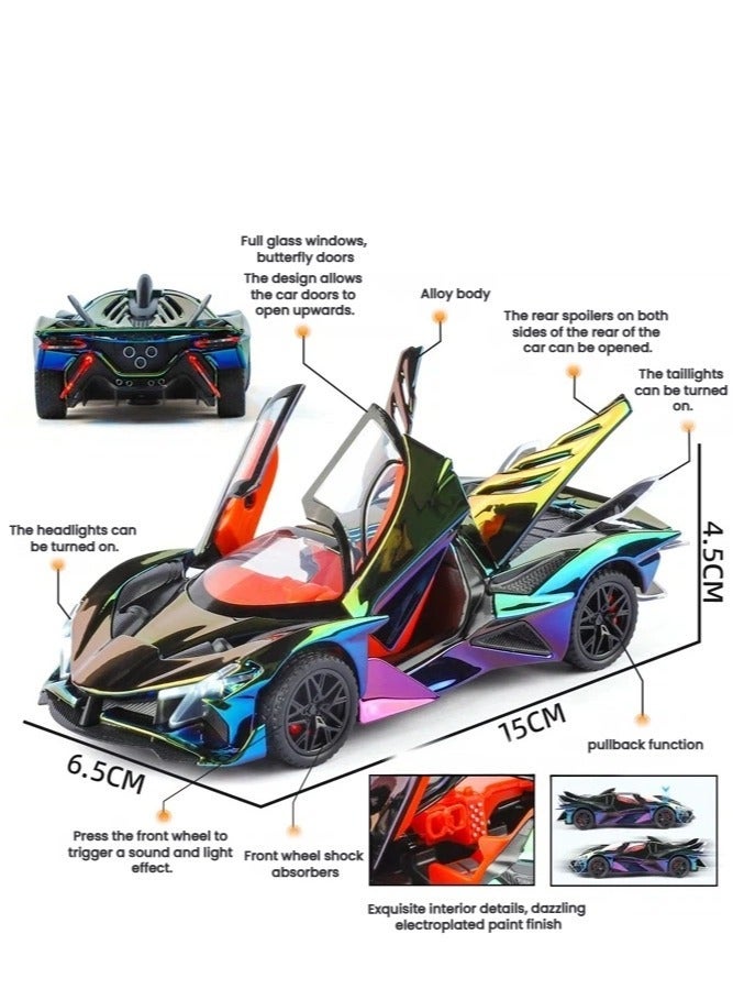 1:32 Apollo EVO Die-Cast Model Car Alloy Body Pull Back Rear Wheels Light-Up Headlights/Taillights Collectible Toy for Car Enthusiasts - Image 2