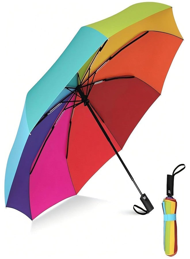 SMARAN Rainbow Umbrella - Auto Open Rambo umbrella, Large Multicolor Windproof Umbrella for Men & Women, Heavy Duty Big Size Umbrella for Rain, Sun & Outdoor Use - Image 1