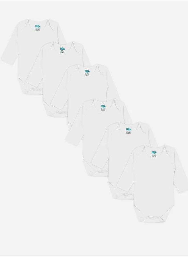 Babies Basic Pack of 6 - Solid Combed Cotton Long Sleeves Bodysuit