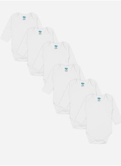 Babies Basic Pack of 6 - Solid Combed Cotton Long Sleeves Bodysuit  - Image 1