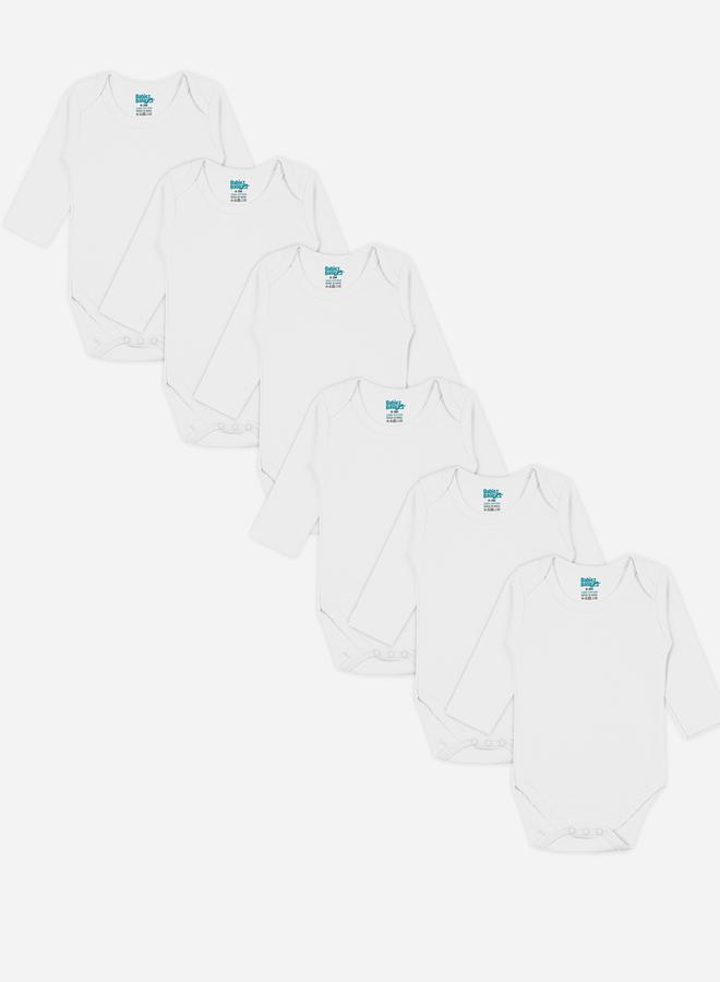 Babies Basic Pack of 6 - Solid Combed Cotton Long Sleeves Bodysuit - Image 1