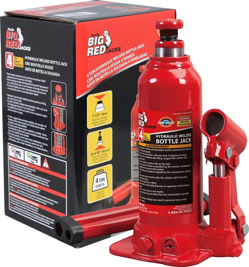BIG RED 4 Ton 8000 LBs Capacity Hydraulic Welded Bottle Jack TAM90403B