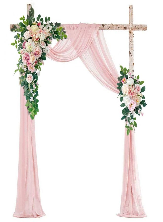 Odouzy Wedding Arch Flowers Kit,Artificial Flower Arch Decor (Set of 3),2pcs Artificial Flower Arrangement with 1pc Sheer Drape for Wedding Decor Reception Backdrop Floral Decorations (Light Pink) - Image 1