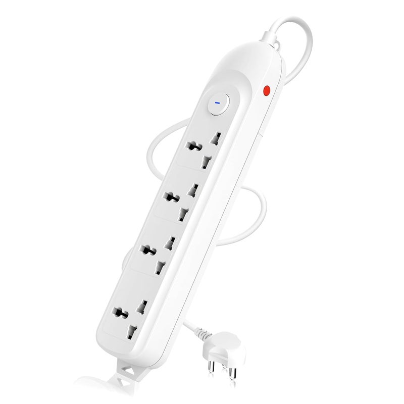 Cablet Extension Board 1500W 6A | 4 Universal Multi Plug Sockets with Surge Protector, Overload Protection, 1.8M Heavy Duty Cord, LED Indicator Master Switch, Spike Guard Power Strip for Home & Office - Image 1