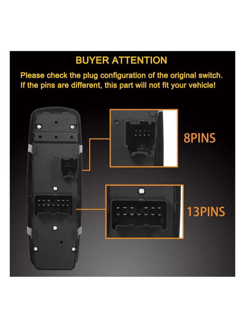 Generic Driver Side Master Power Window Switch 8+13 Pins Compatible with 2008-2012 Jeep Liberty 2007-2011 Dodge Nitro 2009-2010 Dodge Journey Replaces 4602632AH 4602632AF 4602632AB 4602632AG Black Color  - Image 2