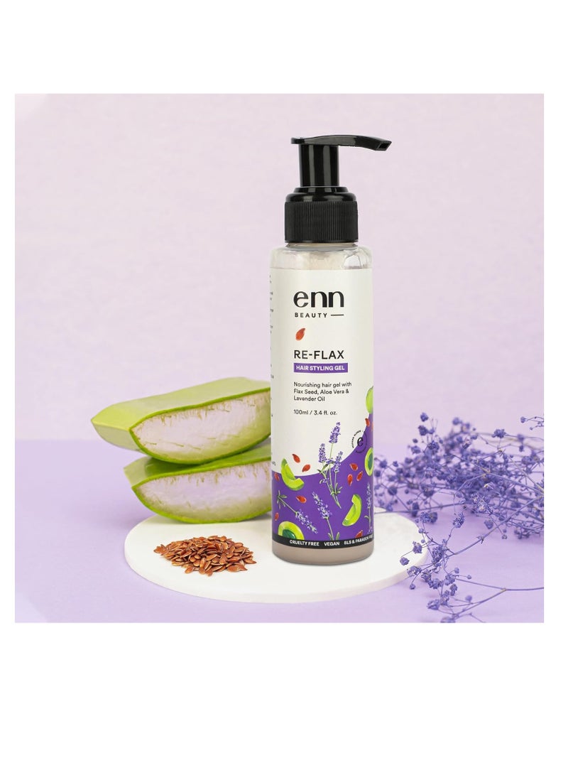 ENN Re Flax Flax Seed Hair Styling Gel 3 in 1 Keratin Boost  Redefines Unruly And Dry Hair Improving Hair Elasticity  Frizz free  Hair growth  Flax seed Omega 3  Natural  All Hair Type 100 ml - Image 5