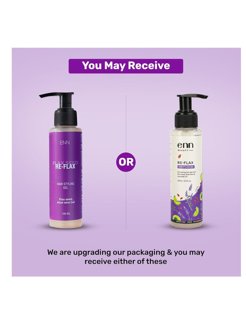 ENN Re Flax Flax Seed Hair Styling Gel 3 in 1 Keratin Boost  Redefines Unruly And Dry Hair Improving Hair Elasticity  Frizz free  Hair growth  Flax seed Omega 3  Natural  All Hair Type 100 ml - Image 3