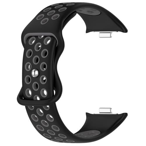 AWADUO Compatible with Xiaomi Band 9 Pro/Band 8 Pro Smart Band, Compatible with Redmi Watch 5/Watch 4 Replacement Silicone Wrist Strap Bracelet Band Soft And Durable Watch Accessories(Black+Grey) - Image 3