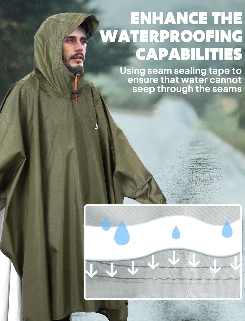 ANYOO Hooded Rain Poncho for Adults with Pocket, Waterproof Lightweight Rain Coats for Men Women Reusable Rain Jacket for Emergency Camping Outdoor Activities - Image 5