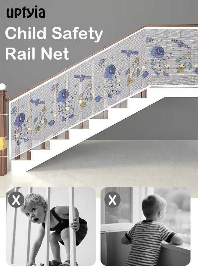 Uptyia Baby Safety Stair Railing Net Banister Guard Durable Child Proofing Stairs Rail Safety Net Children's Outdoor Balcony and Indoor Railing Protective Mesh, 75cm*300m. (Multicolored) - Image 4
