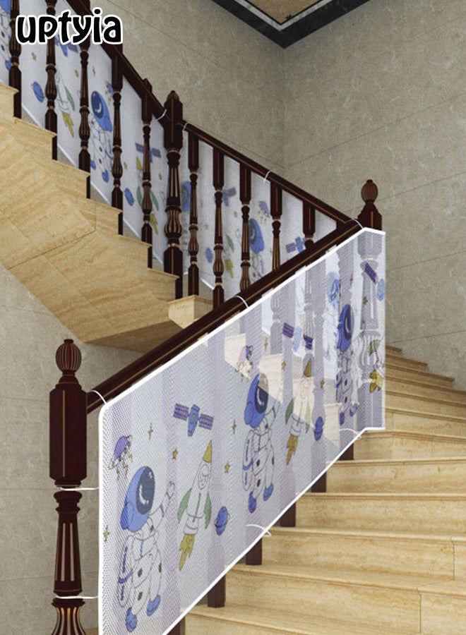 Uptyia Baby Safety Stair Railing Net Banister Guard Durable Child Proofing Stairs Rail Safety Net Children's Outdoor Balcony and Indoor Railing Protective Mesh, 75cm*300m. (Multicolored) - Image 1