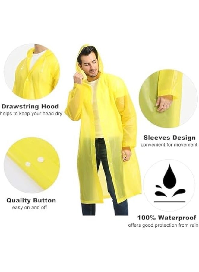معطف مطر قابل لإعادة الاستخدام للبالغين من مادة ايفا مقاوم للماء بتصميم محمول وقابل للتعبئة للسفر والتخييم والأنشطة الخارجية، جاكيت مطر سميك طويل للرجال والنساء - Image 2