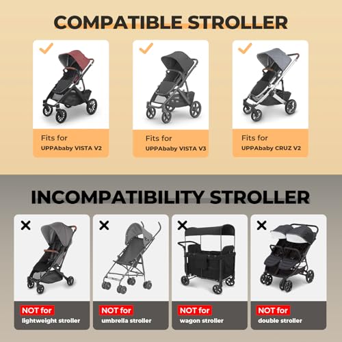 YOREPEK Stroller Bag Compatible with UPPAbaby Vista V2/V3 and Cruz V2 (No Wheel Removal Needed), Padded Stroller Travel Bag with Wheels, Foldable Stroller Cover with Storage Pocket, All Black - Image 4